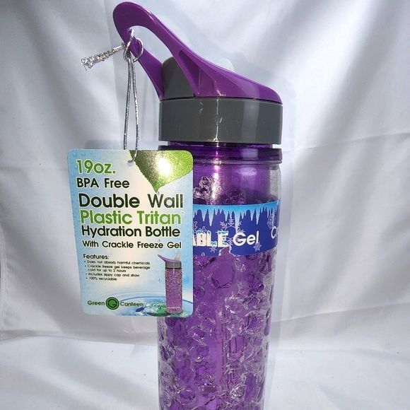 Green Canteen 19oz. Purple Crackle Freeze Gel Water Bottle - Picture 1 of 8